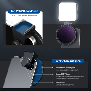 NEEWER-Kit de filtro de lente de teléfono con clip de 67mm con anillo adaptador/Zapata Fría/perilla de bloqueo para fotografía de teléfono inteligente - Product Image 5