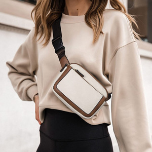Bolso de Cintura Impermeable de Cuero PU, Bolso Cruzado Deportivo para Mujer, Moda Transfronteriza, Diseño Retro con Bloques de Color - Product Image 2