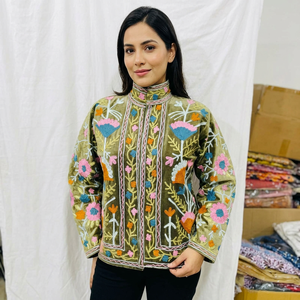 Sujani Eco-Friendly Vintage Floral <b>Pattern</b> Velvet Cotton <b>Jacket</b> Ladies Custom Logo <b>Quilted</b> Bomber Varsity Style Autumn Coat - Product Image 1