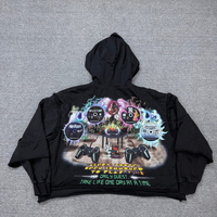 Sweat à capuche personnalisé à double couche High Gsm DTG Print Cropped Hoodie Distressed Hoodie pour hommes