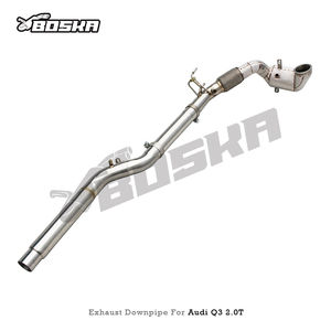 ท่อดาวน์ไปป์แบบไหลสูงพร้อมแคทเตอร์และ OPF/GPF 200 เซลล์ สำหรับ Audi Q3 2.0T ปี 2019-2021 ท่อไอเสียสแตนเลส SUS304 ยี่ห้อ Boska Racing - Product Image 2