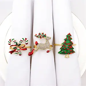 Kerstversiering Diner Servet Houder Santa Claus Kerstboom Servet Ringen