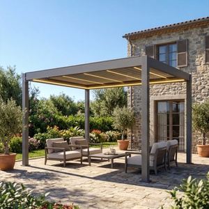 Pérgola Greenawn <span class=keywords><strong>de</strong></span> Aluminio para Exteriores <span class=keywords><strong>con</strong></span> Techo <span class=keywords><strong>de</strong></span> Láminas Ajustables, Estructura <span class=keywords><strong>de</strong></span> Aluminio, Impermeable, <span class=keywords><strong>con</strong></span> Drenaje, para Jardín o Terraza - Product Image 1