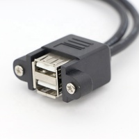 Câble d'extension double USB 2.0 Type A mâle vers femelle à montage sur panneau