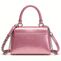 Sac bandoulière rose brillant en cuir PU pour femme, mini sac à main avec fermoir cœur et chaîne, collection boutique mode