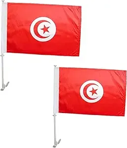 Drapeau de voiture personnalisé double face pour la <span class=keywords><strong>Tunisie</strong></span>, idéal pour les tournois sportifs, les défilés urbains et les jours nationaux - Product Image 2