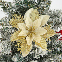 10 Stück/Beutel Weihnachts-Glitzerblumen mit Clip Künstliche Plastikblumen Bunte Santa-Dekorative Kunstblumen