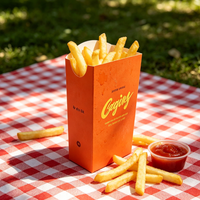 Boîtes d'emballage pour frites de restauration rapide APP, supports en papier jetables personnalisés avec impression orange pour frites