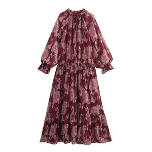TAOP&ZA 2025 Primavera Nuovo Abito Lungo alla <span class=keywords><strong>Moda</strong></span> con Stampa a Righe Metallizzate e Maniche Lunghe 2509162 - Product Image 1