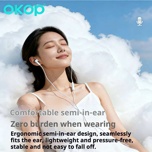 OKOP243 Écouteurs filaires intra-auriculaires compatibles iPhone, haute qualité, sans latence, Type-<span class=keywords><strong>C</strong></span> 1,5 m, blanc, en ABS, vente en gros, marque privée - Product Image 3