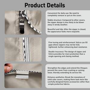 Housse de protection pour <span class=keywords><strong>lave</strong></span>-<span class=keywords><strong>linge</strong></span> et sèche-<span class=keywords><strong>linge</strong></span> à chargement frontal en tissu Oxford, avec fermeture éclair - Product Image 3