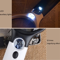 Mini Portable 3-45X Handheld Reading Visual Magnifier with 3 LED Light