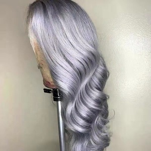 Glueless corpo onda argento grigio colore Remy brasiliano svizzero pizzo 100% capelli umani HD pizzo parrucca anteriore - Product Image 2