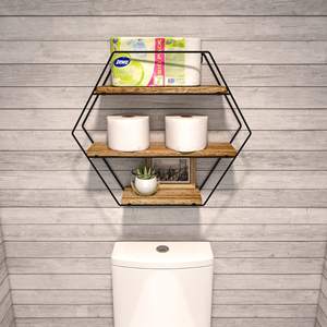 משושה קיר דקור צף מדפים-3-Pack דקורטיבי מדף סט-ברגים ועוגנים כלול-אורן עץ גיאומטרי Shelv - Product Image 4