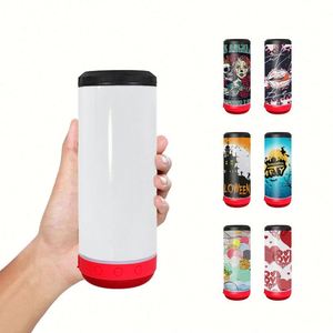 Gobelet musical intelligent sans fil en acier inoxydable de 16 oz avec haut-parleur, sublimation, 4-en-1, refroidisseur et 2 couvercles - Product Image 4