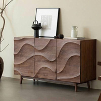 Console en bois massif de noyer de style vintage, conçue par des designers, écologique, durable, multi-styles, séparateur de salle à manger, rangement central