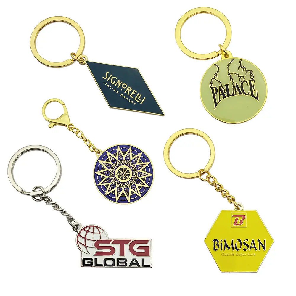 promotional metal custom design soft hard enamel key buckle ring gold silver finished key chains llaveros accessories