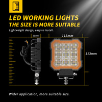 Luz de Trabajo LED Cuadrada con Bisel Naranja, Lámpara Antiniebla de Alta Potencia para Conducción Todoterreno con Soporte Negro para Jeep Wrangler, SUV, Camioneta