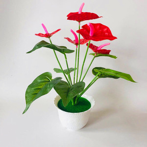 Plante artificielle Anthurium en pot, grande palmiste rouge, décoration d'intérieur, accessoires de mariage - Product Image 3