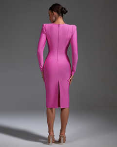 <span class=keywords><strong>Vestiti</strong></span> autunno 2024 donna abiti aderenti collo quadrato abiti <span class=keywords><strong>da</strong></span> sera formale manica lunga rosa abiti a fascia per le donne - Product Image 5