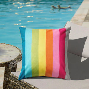 Mogu personnalisé rayure couleur arc-en-ciel imperméable ignifuge toutes saisons extérieur coussin Durable coussin pour terrasse - Product Image 1