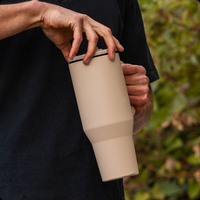 Gobelet Isotherme Réutilisable Personnalisable de 40 oz avec Poignée et Paille Rabattable, Anti-Fuite, Bouteille d'Eau Isolée sous Vide