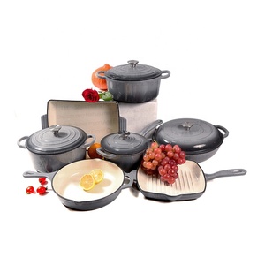 <span class=keywords><strong>OKV</strong></span> 7-teiliges Umweltfreundliches Emaille-Gusseisen-Kochgeschirr-Set mit Luxus-Design Gas- und Induktionsgeeignete Töpfe und Pfannen Dutch Oven - Product Image 1