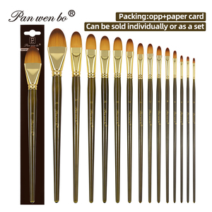 Panwenbo artista grado di Nylon pennello per capelli Set di grandi dimensioni manico in legno pennelli per la tela arte della parete - Product Image 1
