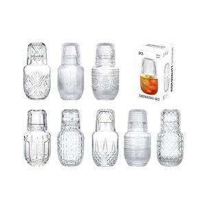Ensemble de <span class=keywords><strong>carafe</strong></span> en verre gaufré vintage pichet et <span class=keywords><strong>carafe</strong></span> de nuit de chevet avec gobelet pour cadeau promotionnel de supermarché - Product Image 1