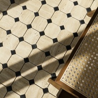 Carrelage mural hexagonal en marbre naturel pour villa moderne, design graphique intérieur, idéal pour usage résidentiel et commercial