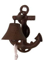 Sonnette d'entrée nautique en fonte bateau voile ancre conception secouant cloche ferme cheval lourd durable cloche