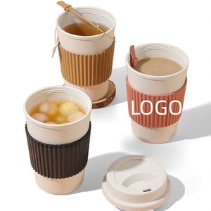 Custom <b>Reusable</b> Eco Friendly Wheat Straw Material Mini Pink Blue Red Green Color Silicone Coffee <b>Cup</b> - Product Image 1