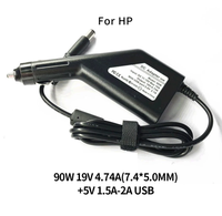 Chargeur de voiture multitype 90W 19V 4,74 a, adaptateur d'ordinateur portable pour Smartphone ACER/DELL/Samsung/Lenovo/Asus USB 5V 2a