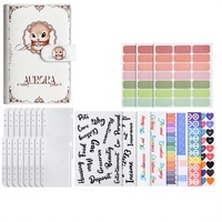 Carnet de planification A6 transfrontalier à feuilles mobiles avec illustrations colorées de dessins animés, couverture en cuir PU, idéal comme cadeau