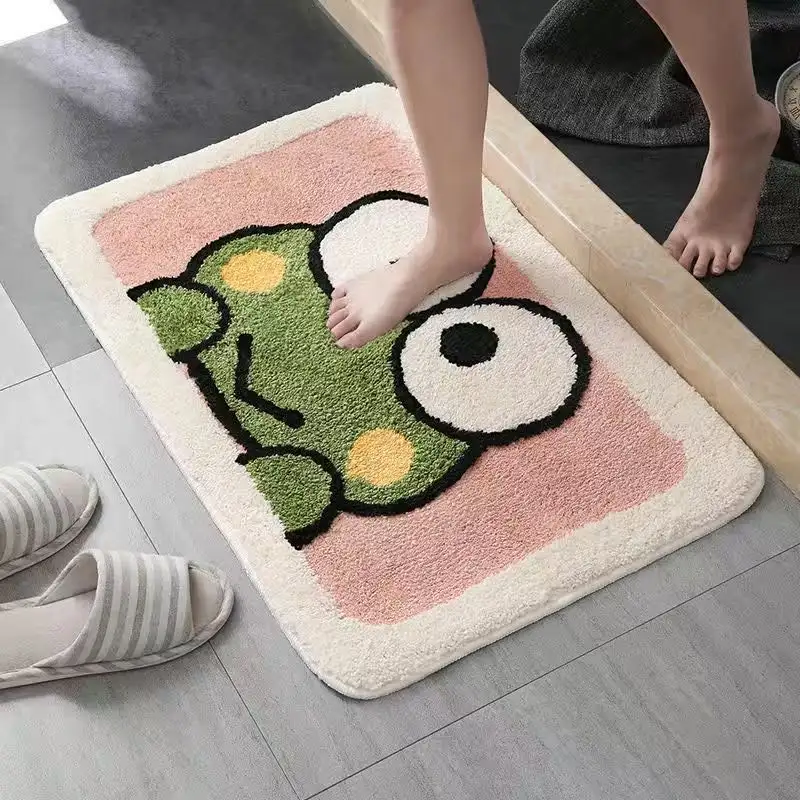 Alfombra de baño absorbente de dibujos animados, personalizada, acrílica, de secado rápido, antideslizante