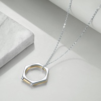 Bijoux fantaisie en argent sterling 925 plaqué or bague géométrique collier ras du cou pour femmes