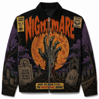 Veste en tapisserie jacquard tissée sur mesure, de haute qualité, épaisse, style rétro artistique vintage, avec motif graphique d'Halloween, pour la vente en gros