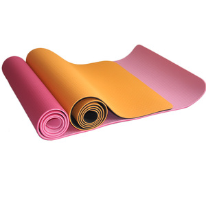 Tapis de yoga de haute qualité 6 mm bicolore en TPE avec logo imprimé, écologique et biologique, équipement d'exercice BG-02 - Product Image 1