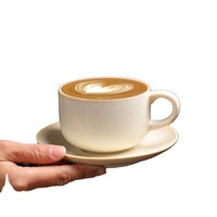Nouveau design 270ml Vente en gros Ensemble tasse, soucoupe et assiette en céramique vintage mouchetée personnalisée