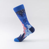 Chaussettes en coton 200N à motifs Océan, Montagne, Paysage, Montagne Étoilée, Vague, Baleine, Mouette, Nouveauté Unisexe, Nature, Décontractées