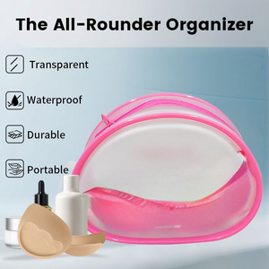 Custom PVC Clear Cosmetic Bag Zipper <b>Makeup</b> Pouch Transparent Toiletry <b>Case</b> With Handle - Product Image 2