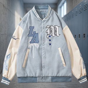 <b>Men</b>’s Embroidered Letter Varsity Bomber <b>Jacket</b> – Custom Baseball <b>Jacket</b>, Wholesale Streetwear <b>Jacket</b> - Product Image 3