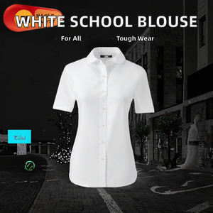 Personnalisé haute primaire <span class=keywords><strong>maternelle</strong></span> filles uniformes scolaires moderne blanc <span class=keywords><strong>Blouse</strong></span> col claudine manches courtes Design élégant <span class=keywords><strong>pour</strong></span> - Product Image 3