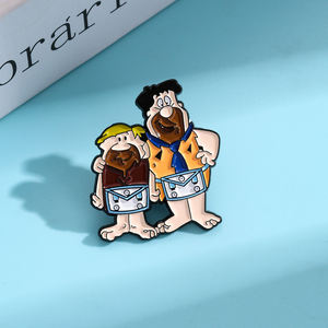 YINI üretici Flintstones-Fred Fred & Barney emaye pin-canlı Retro karikatür Duo rozeti | Nostaljik koleksiyon ve hediye - Product Image 1