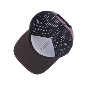Maßgefertigte Nylon 5-Panel Strukturierte Golf Laser-Cut Snapback Perforierte Seil-Kappe Gebogener Schirm Gummi-Patch Regentropfen-Loch Baseball-Caps - Product Image 3