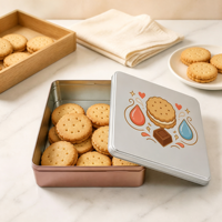 Boîte en métal rectangulaire arrondie personnalisée avec couvercle amovible pour bonbons, chocolats, biscuits, boîte cadeau, fabrication OEM sur commande