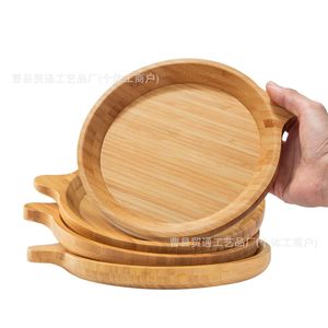 Bamboo Wooden Serving <b>Tray</b> With Handle Round For <b>Snacks</b> Fruits Cheese Parties - Product Image 5