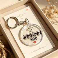 Porte-clés personnalisé Jésus en acrylique, vente en gros, impression plastique transparente, porte-clés religieux chrétien, porte-clés Jésus personnalisé