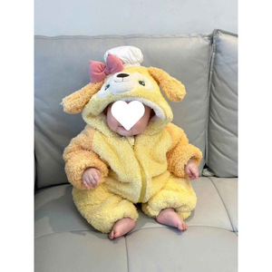 Giouterwear in stile carino in stile invernale <span class=keywords><strong>pigiama</strong></span> foderato in <span class=keywords><strong>pile</strong></span> di corallo sacco a pelo per bambini e bambine tutine con bottone - Product Image 3