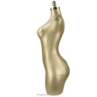 Mannequin Buste de Couture Femme aux Formes Généreuses, Mi-Corps en Fibre de Verre Doré, Réglable pour Habillement et Confection